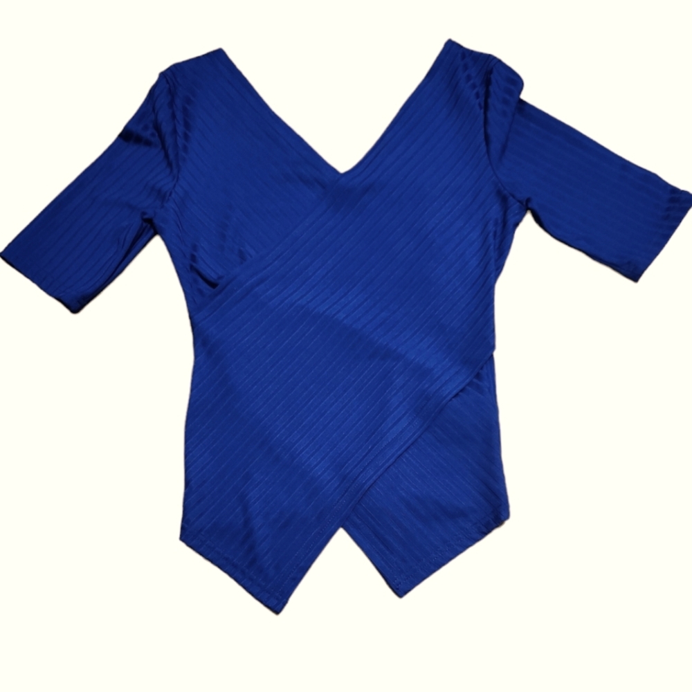 NWT Another Story V Neck Faux Wrap Top Pointed Hem XS